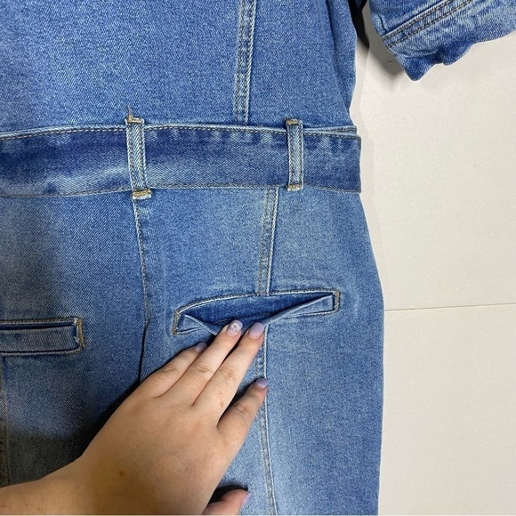 NWOT Avec Les Filles Denim Jean Boiler Romper Jumpsuit - Picture 11 of 12